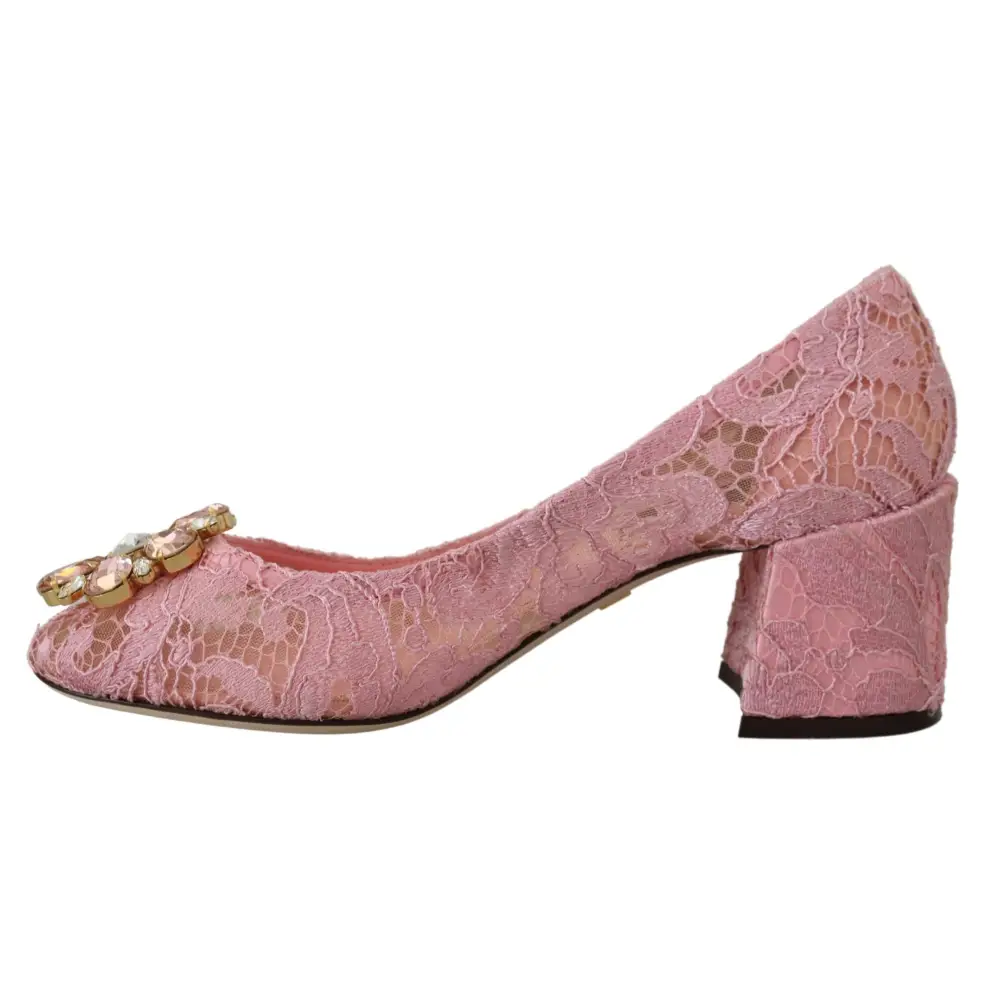 Dolce & Gabbana Rosa Taormina Spitze Kristall Pumps Pastell Schuhe
