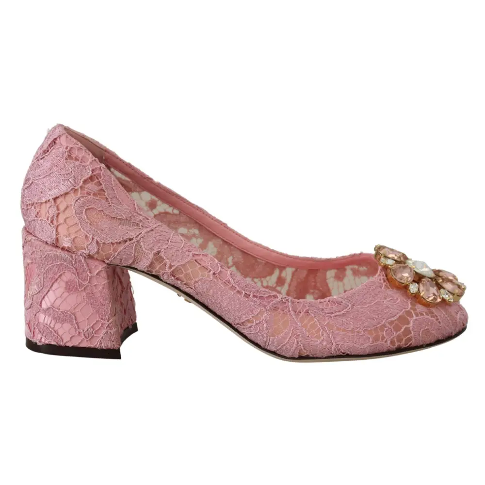 Dolce & Gabbana Rosa Taormina Spitze Kristall Pumps Pastell Schuhe