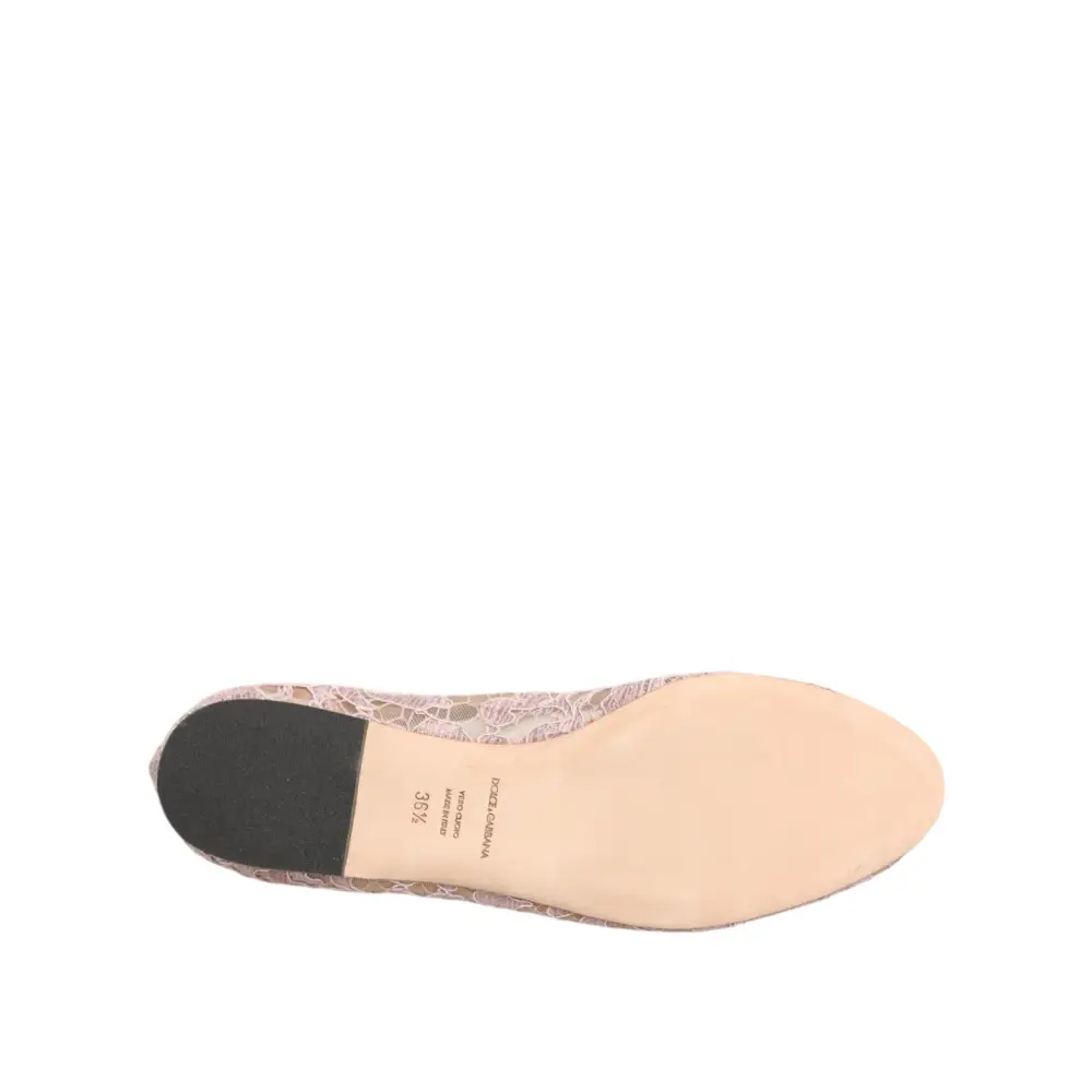 Dolce & Gabbana Rosa Taormina Spitze Kristalle Flats Schuhe - EU36.5/US6