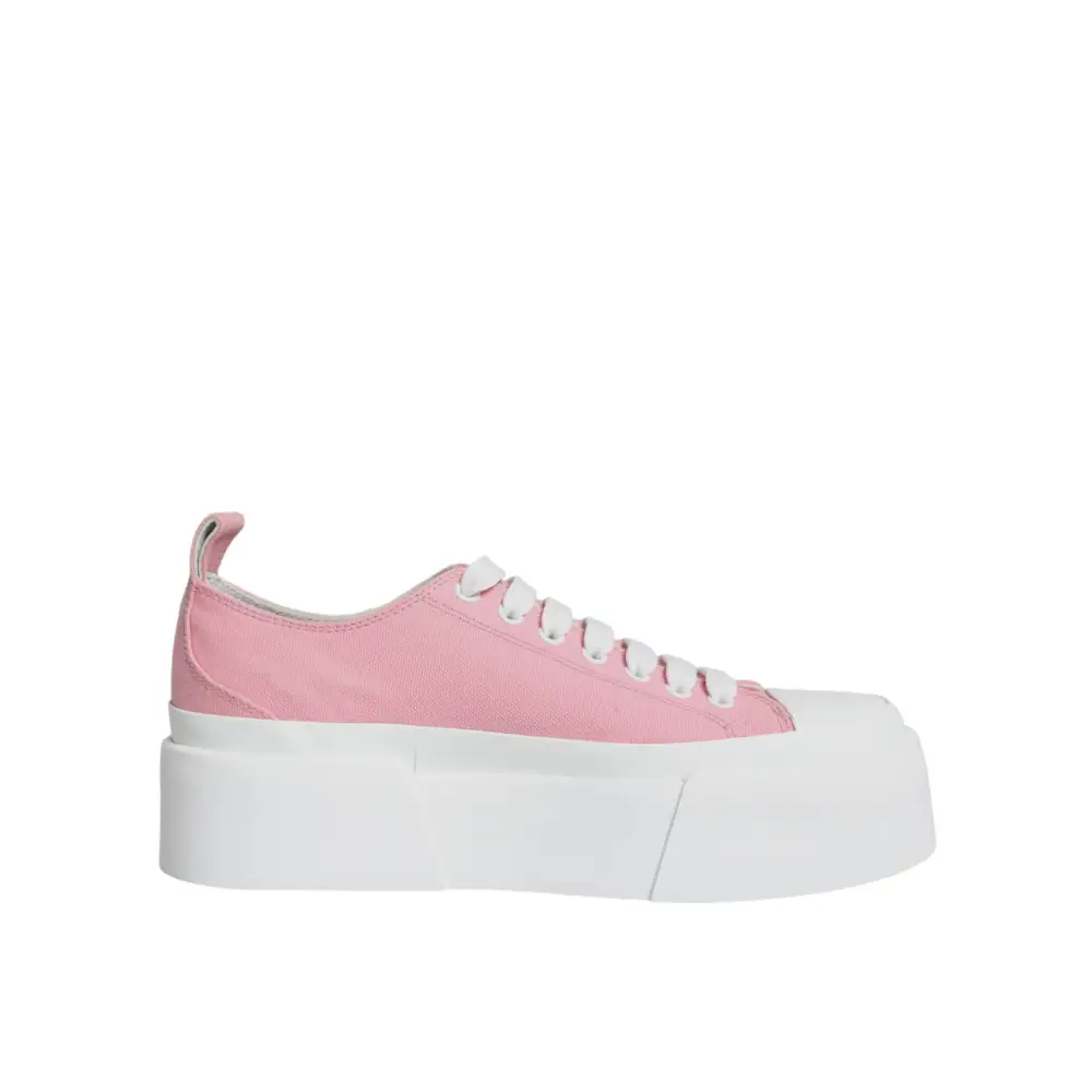 Dolce & Gabbana Rosa Weiß Canvas Logo Low Top Turnschuhe Schuhe - EU39/US8.5