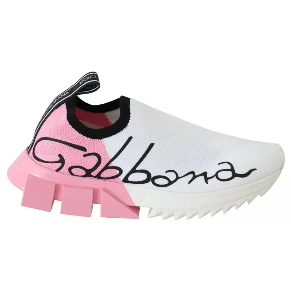 Dolce & Gabbana Rosa Weiß Logo Sorrento Turnschuhe Schuhe - EU35/US4.5