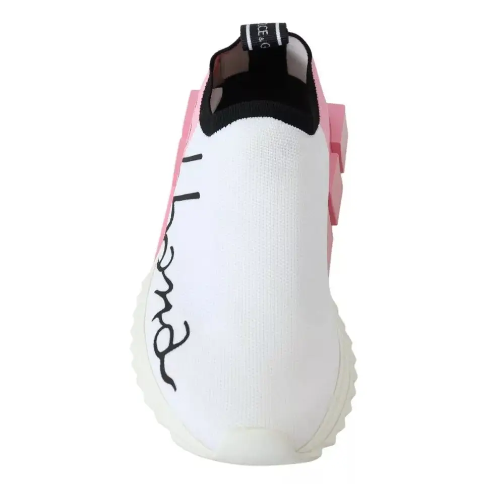 Dolce & Gabbana Rosa Weiß Logo Sorrento Turnschuhe Schuhe - EU35/US4.5