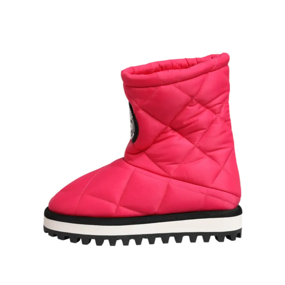 Dolce & Gabbana Rosa Weiß Viskose Gepolsterte Mittlere Wadenstiefel Schuhe