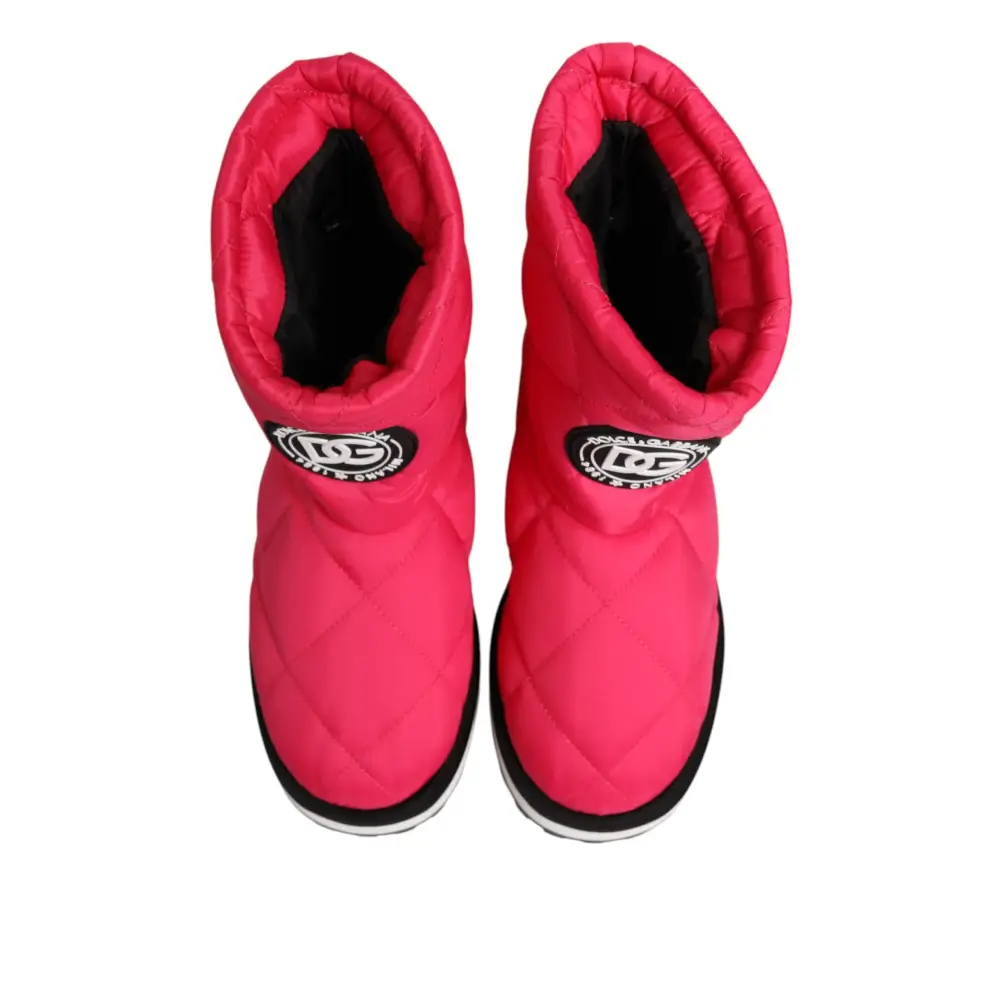 Dolce & Gabbana Rosa Weiß Viskose Gepolsterte Mittlere Wadenstiefel Schuhe