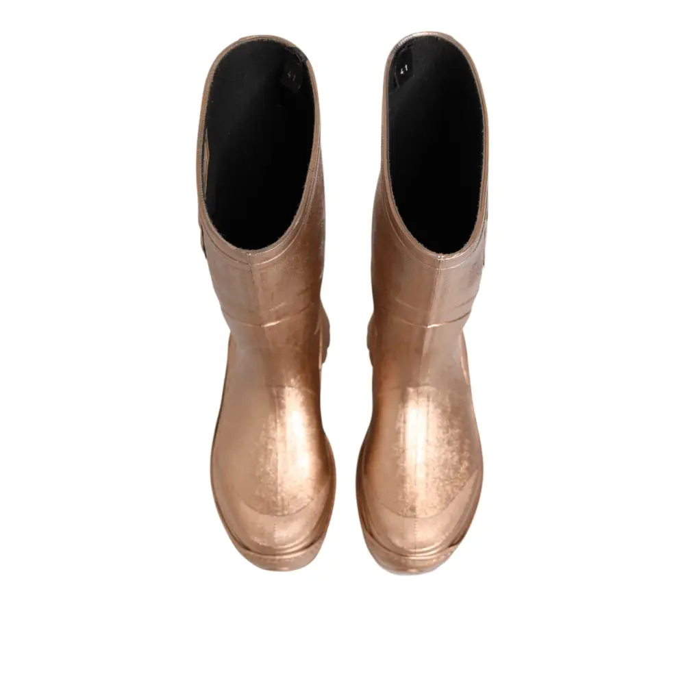 Dolce & Gabbana Rose Gold Gummi Pull On Regen Stiefel Schuhe - EU41/US10.5