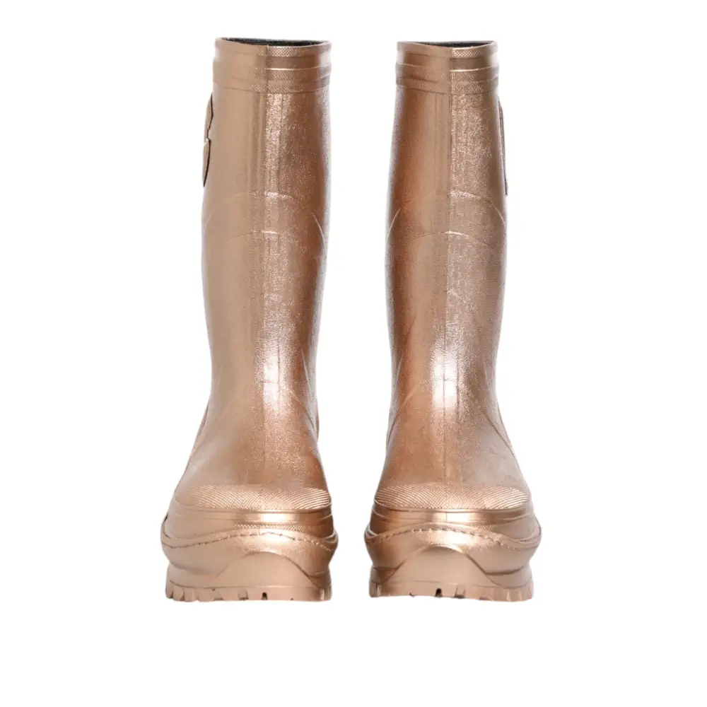 Dolce & Gabbana Rose Gold Gummi Pull On Regen Stiefel Schuhe - EU41/US10.5
