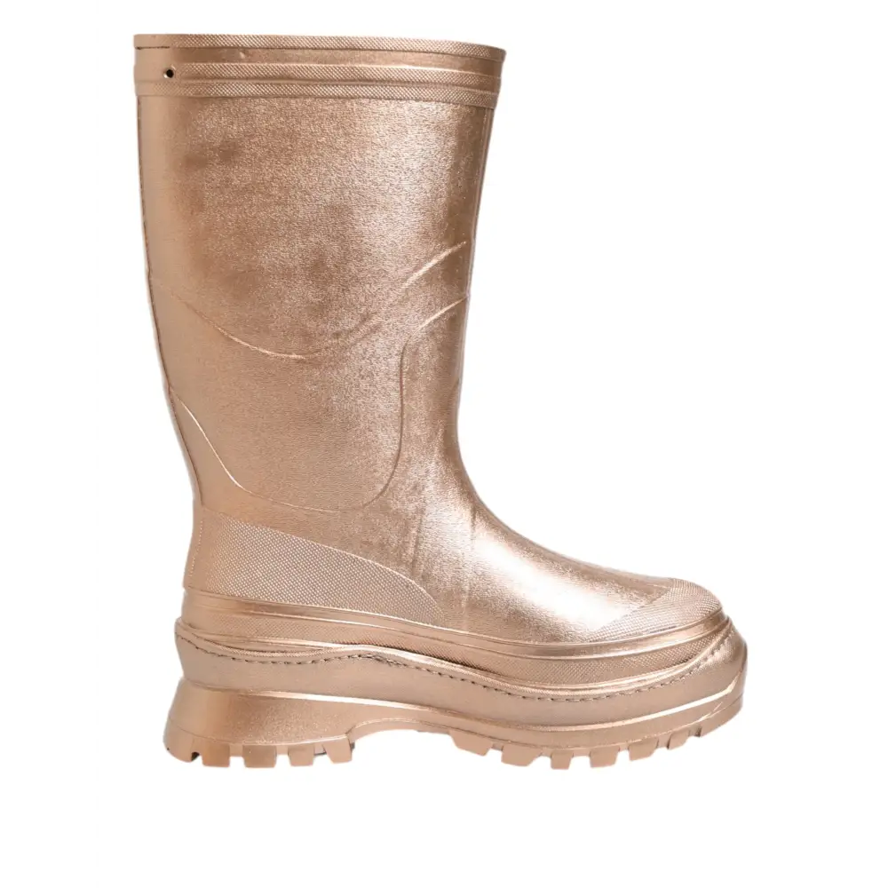 Dolce & Gabbana Rose Gold Gummi Pull On Regen Stiefel Schuhe - EU41/US10.5