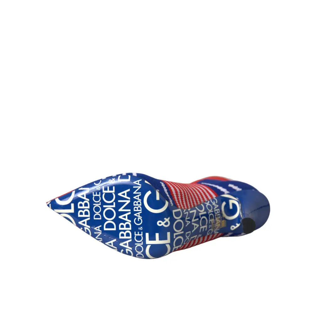 Dolce & Gabbana Rot Blau Stretch Socke Stil Ankle Stiefel Logo Schuhe - EU36.5/US6