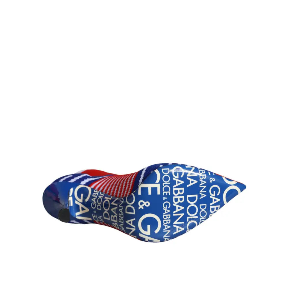 Dolce & Gabbana Rot Blau Stretch Socke Stil Ankle Stiefel Logo Schuhe - EU38/US7.5