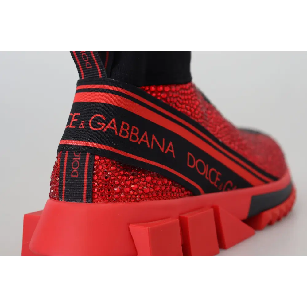Dolce & Gabbana Rot Bling Sorrento Turnschuhe Socken Schuhe - EU35/US4.5
