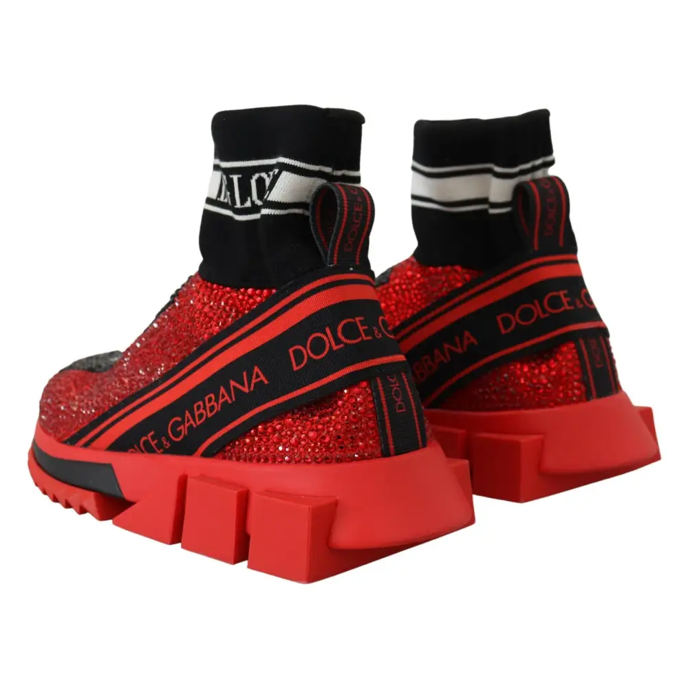 Dolce & Gabbana Rot Bling Sorrento Turnschuhe Socken Schuhe - EU35/US4.5