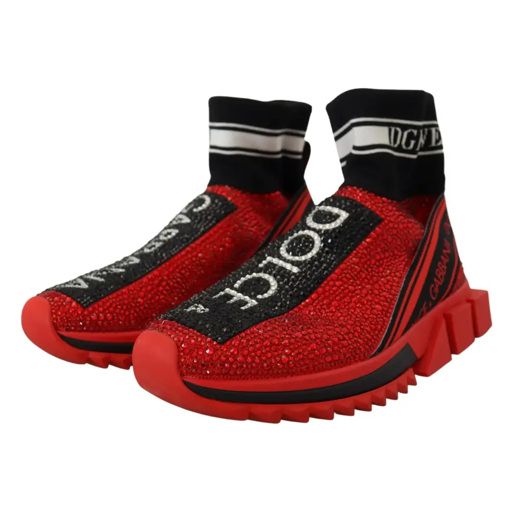 Dolce & Gabbana Rot Bling Sorrento Turnschuhe Socken Schuhe - EU35/US4.5