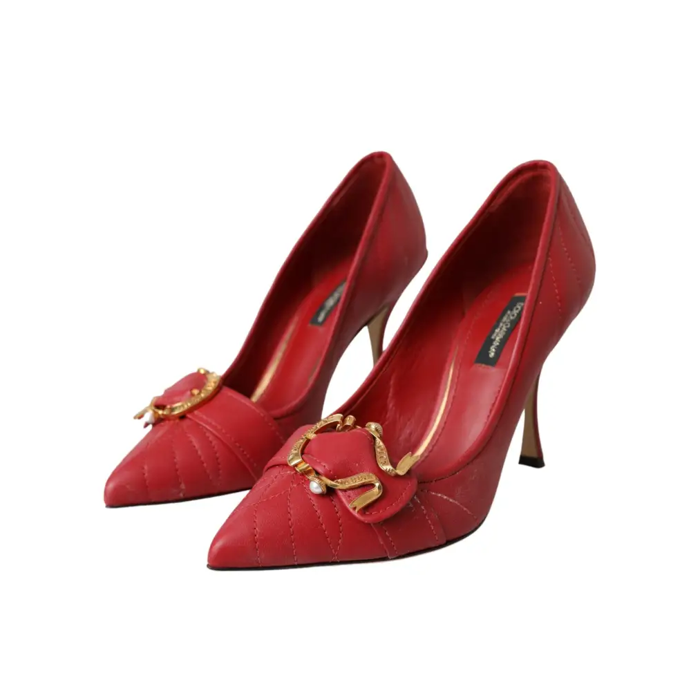 Dolce & Gabbana Rot Devotion Leder Heels Pumps Schuhe - EU36/US5.5
