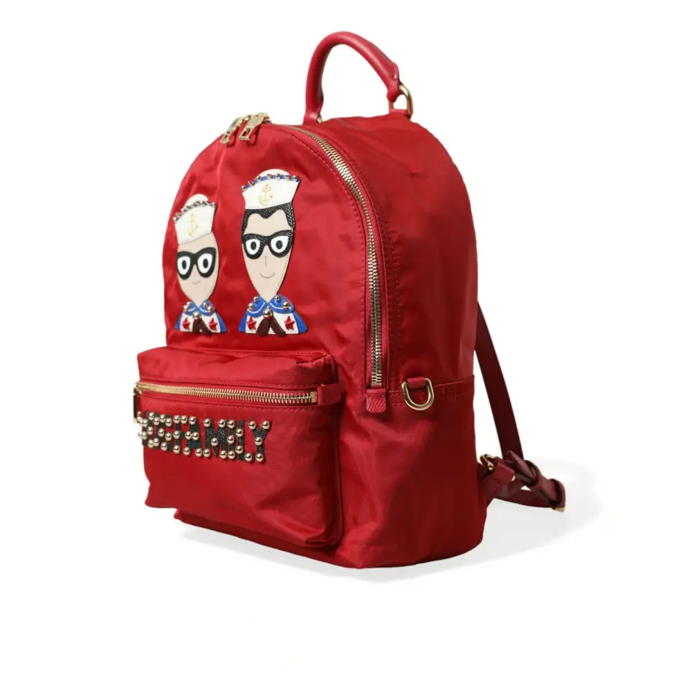 Dolce & Gabbana Rot #DGFAMILY Verschönerter Rucksack VULCANO Tasche