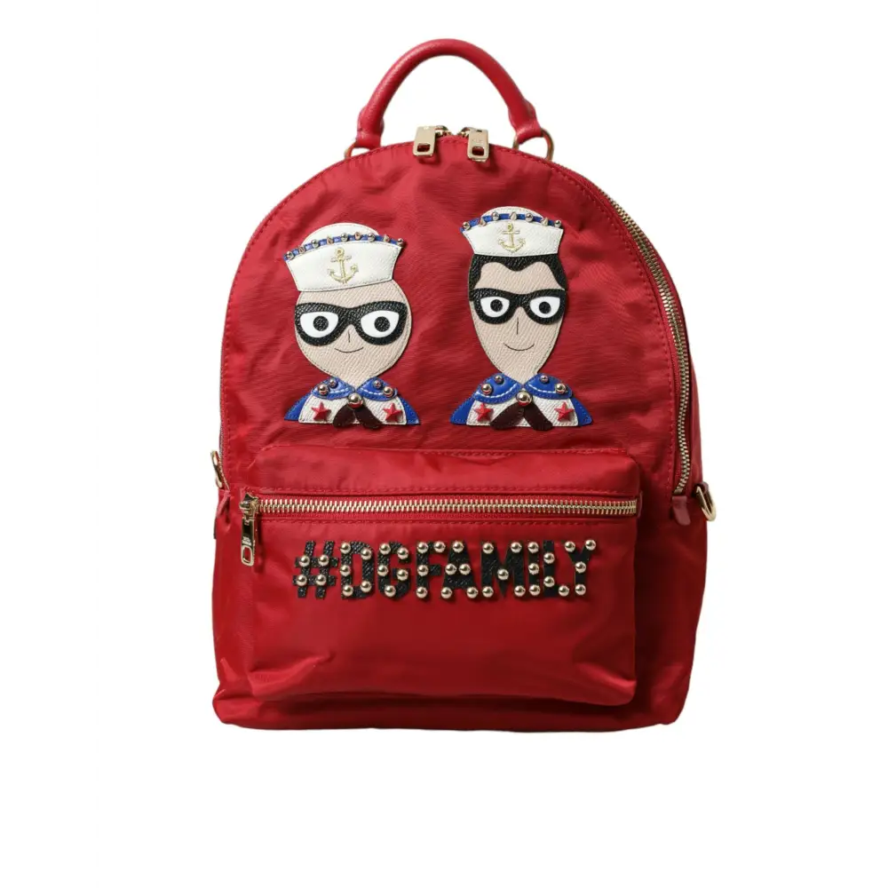 Dolce & Gabbana Rot #DGFAMILY Verschönerter Rucksack VULCANO Tasche