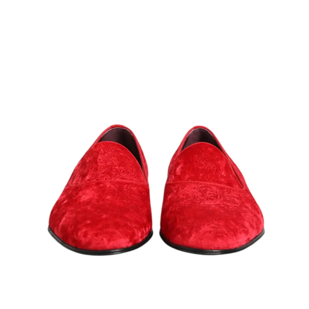 Dolce & Gabbana Rot Jacquard Loafers Formal Männer Kleid Schuhe - EU44/US11