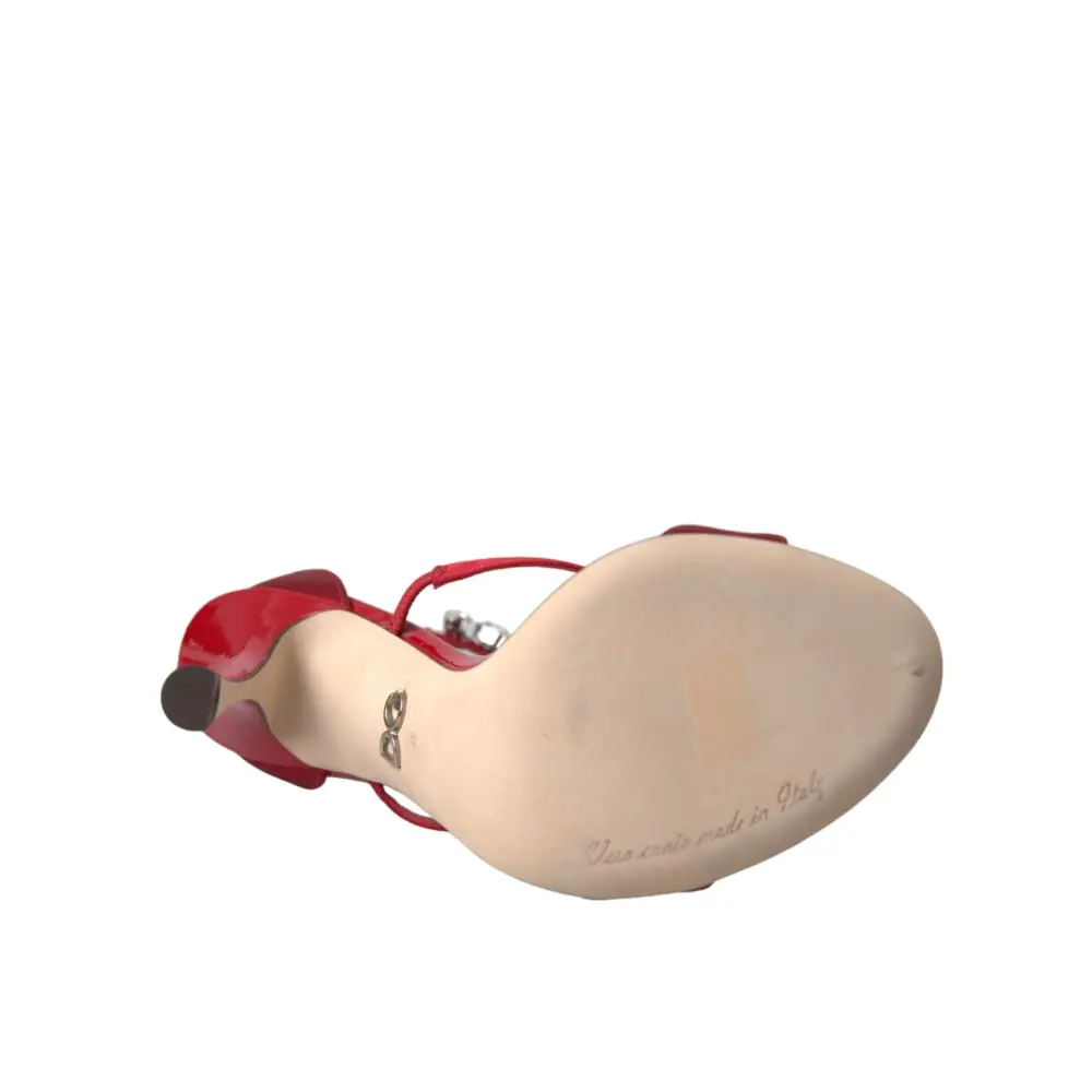 Dolce & Gabbana Rot Keira Satin Kristalle Sandalen Heels Schuhe - EU35/US4.5