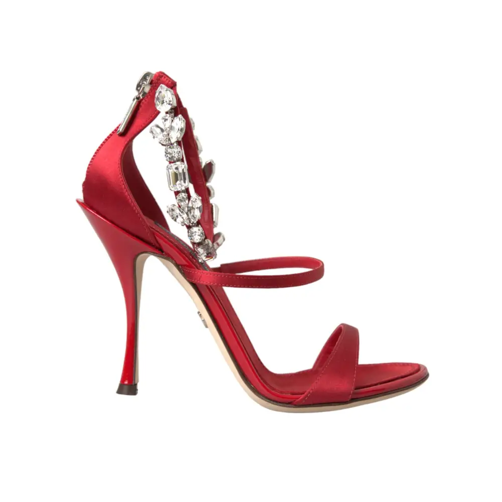 Dolce & Gabbana Rot Keira Satin Kristalle Sandalen Heels Schuhe - EU35/US4.5