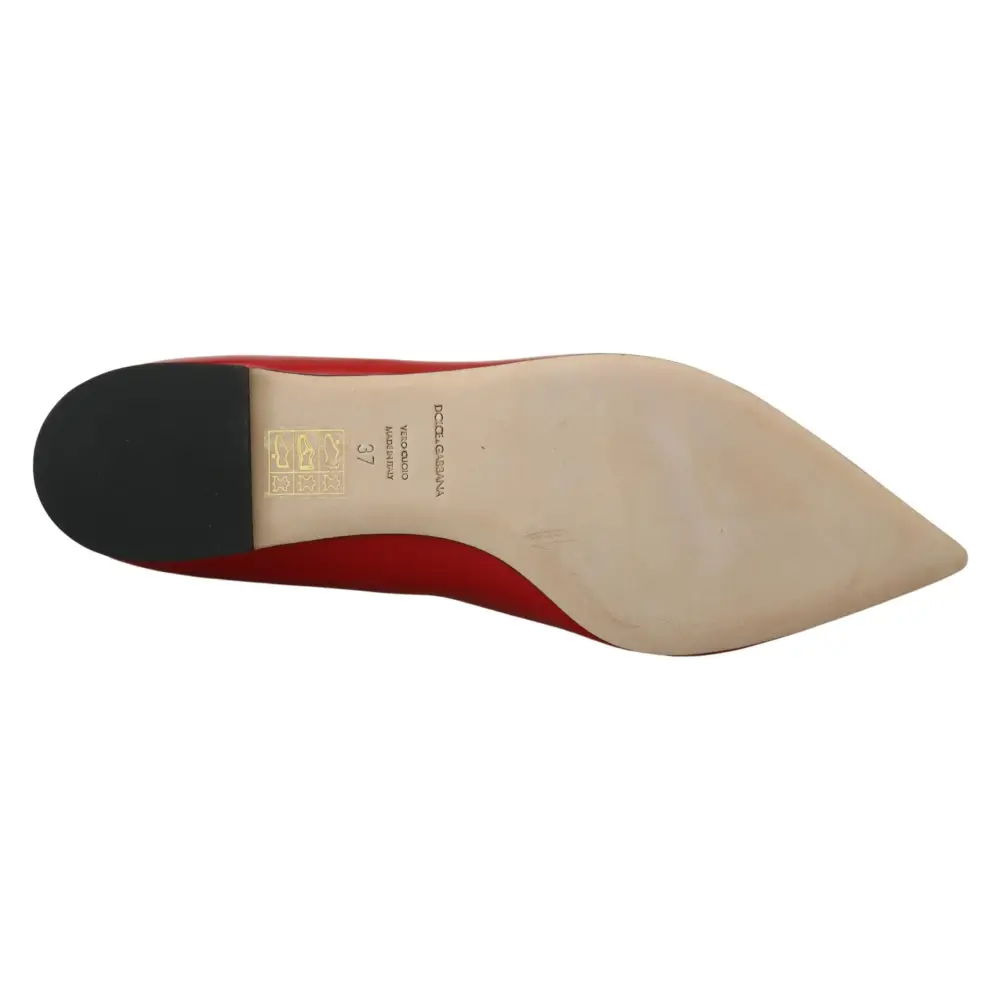 Dolce & Gabbana Rot Leder Kristalle Loafers Flats Schuhe