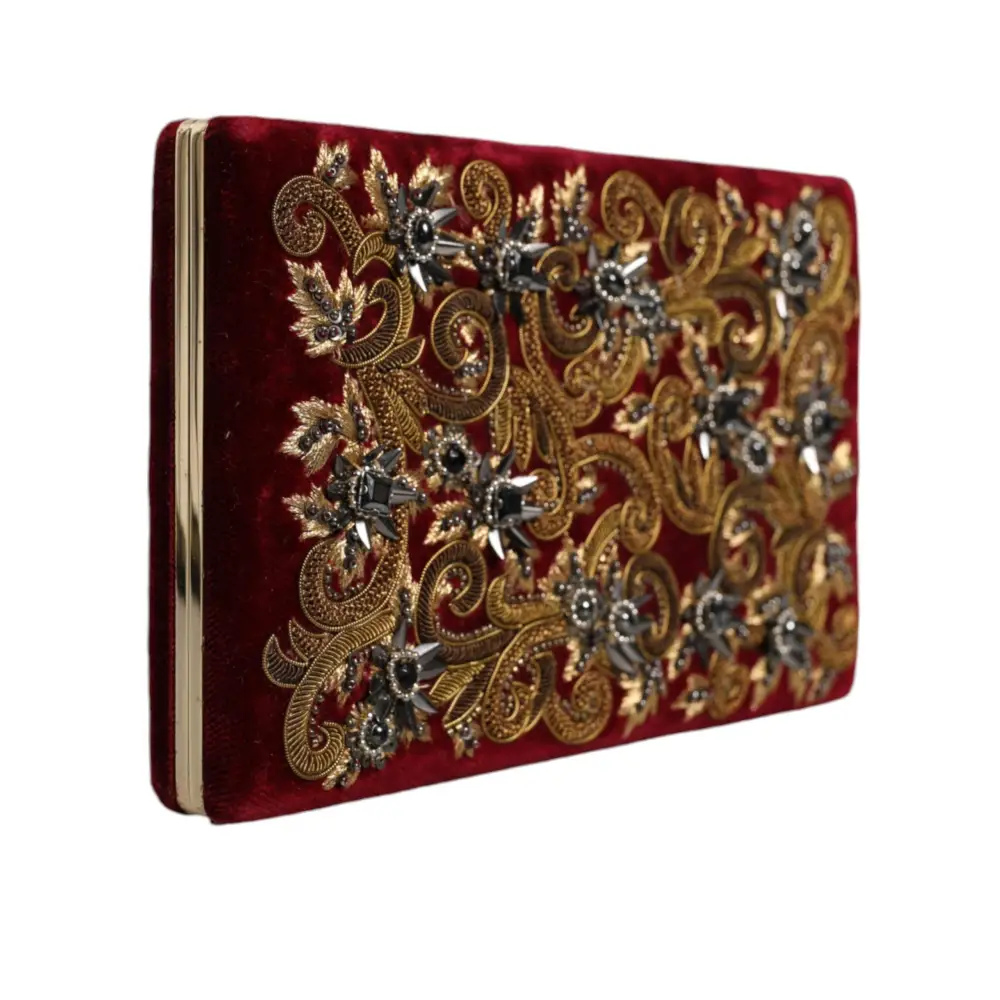 Dolce & Gabbana Rot Samt Gold Rahmen Kupplung Abend Party Handtasche