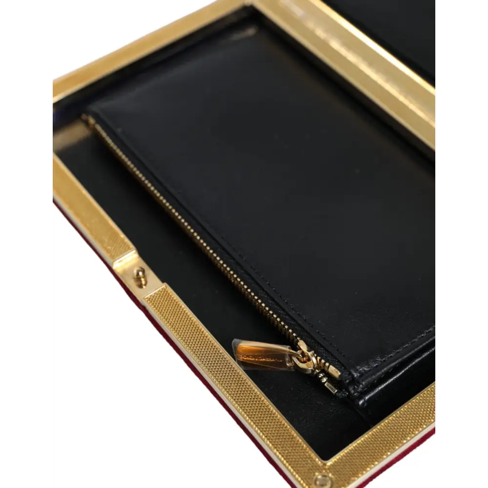 Dolce & Gabbana Rot Samt Gold Rahmen Kupplung Abend Party Handtasche