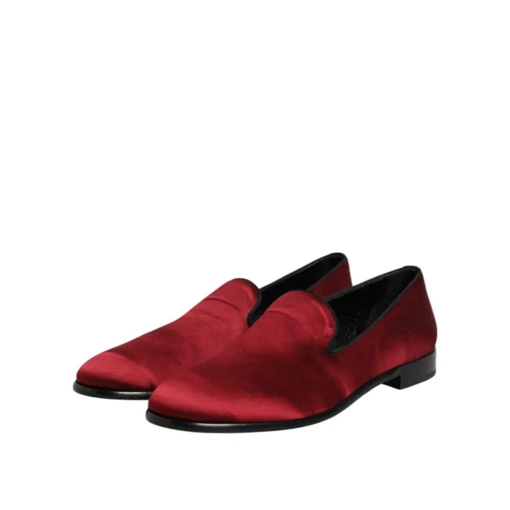 Dolce & Gabbana Rot Samt Slip On Loafers Formelle Schuhe - EU45/US12
