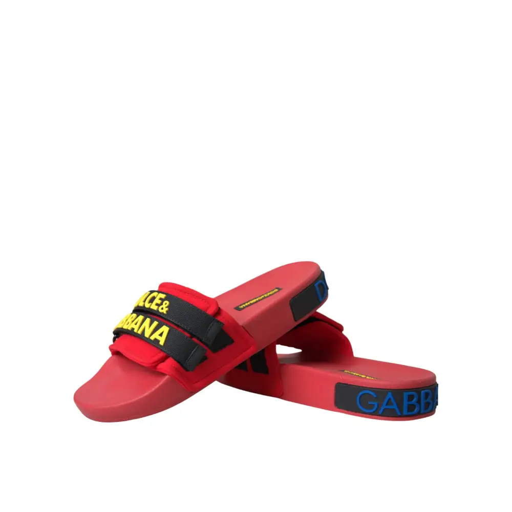 Dolce & Gabbana Rot Schwarz Logo Beachwear Flats Sandalen Schuhe - EU36/US5.5