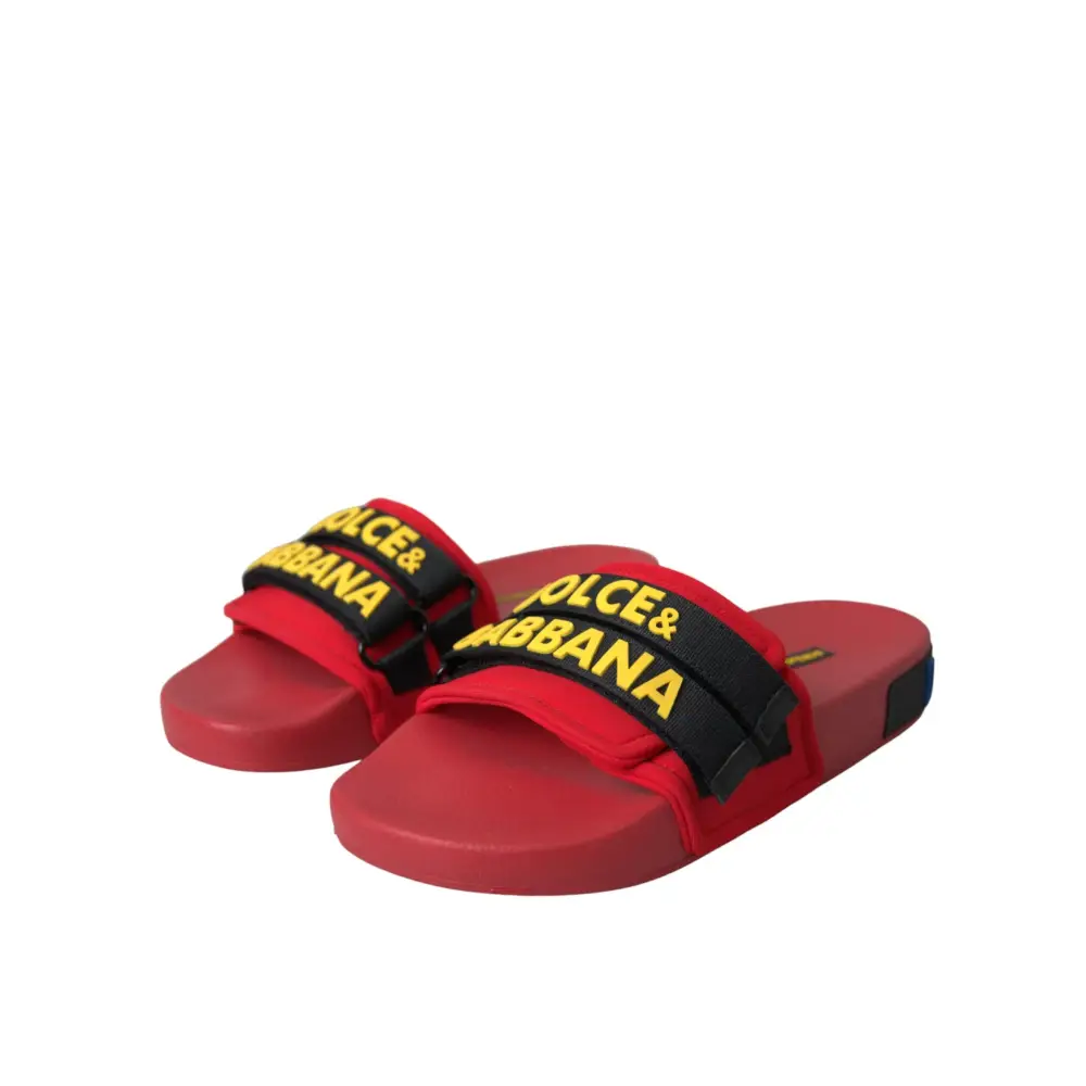 Dolce & Gabbana Rot Schwarz Logo Beachwear Flats Sandalen Schuhe - EU36/US5.5