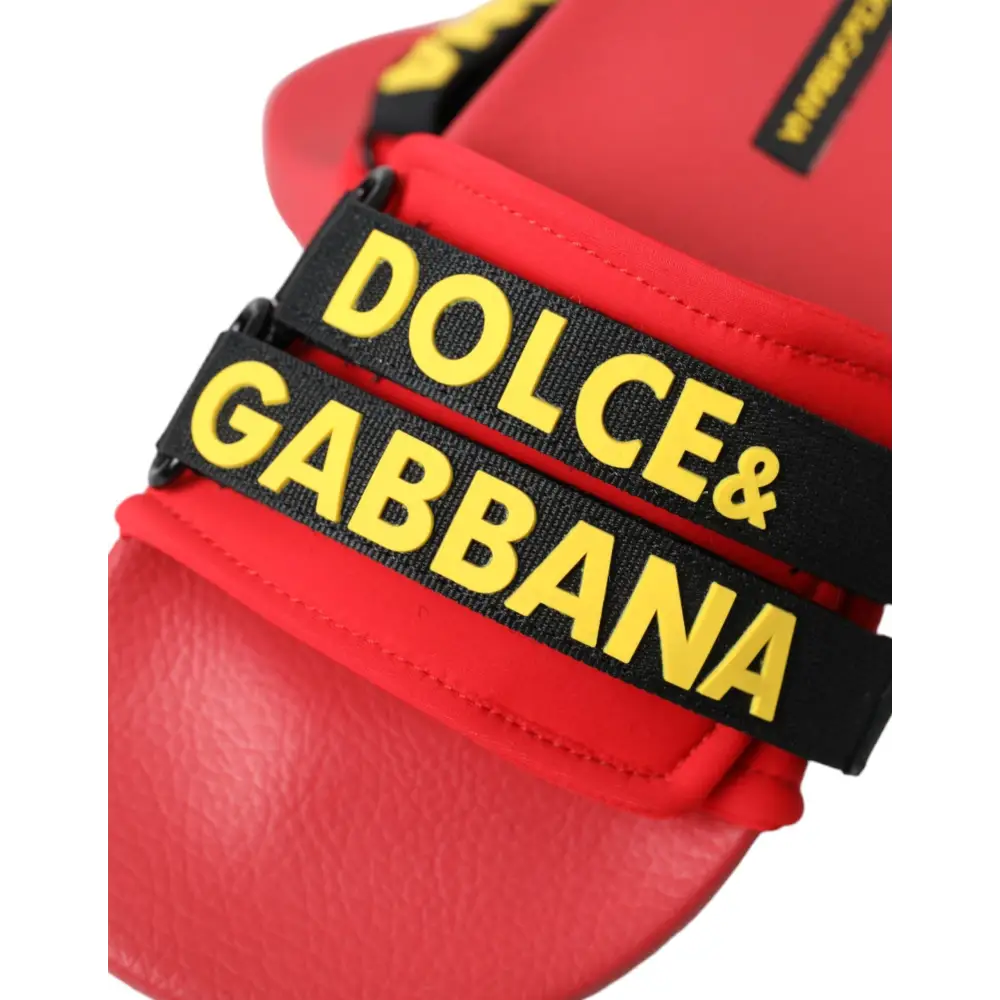 Dolce & Gabbana Rot Schwarz Logo Beachwear Flats Sandalen Schuhe - EU36/US5.5
