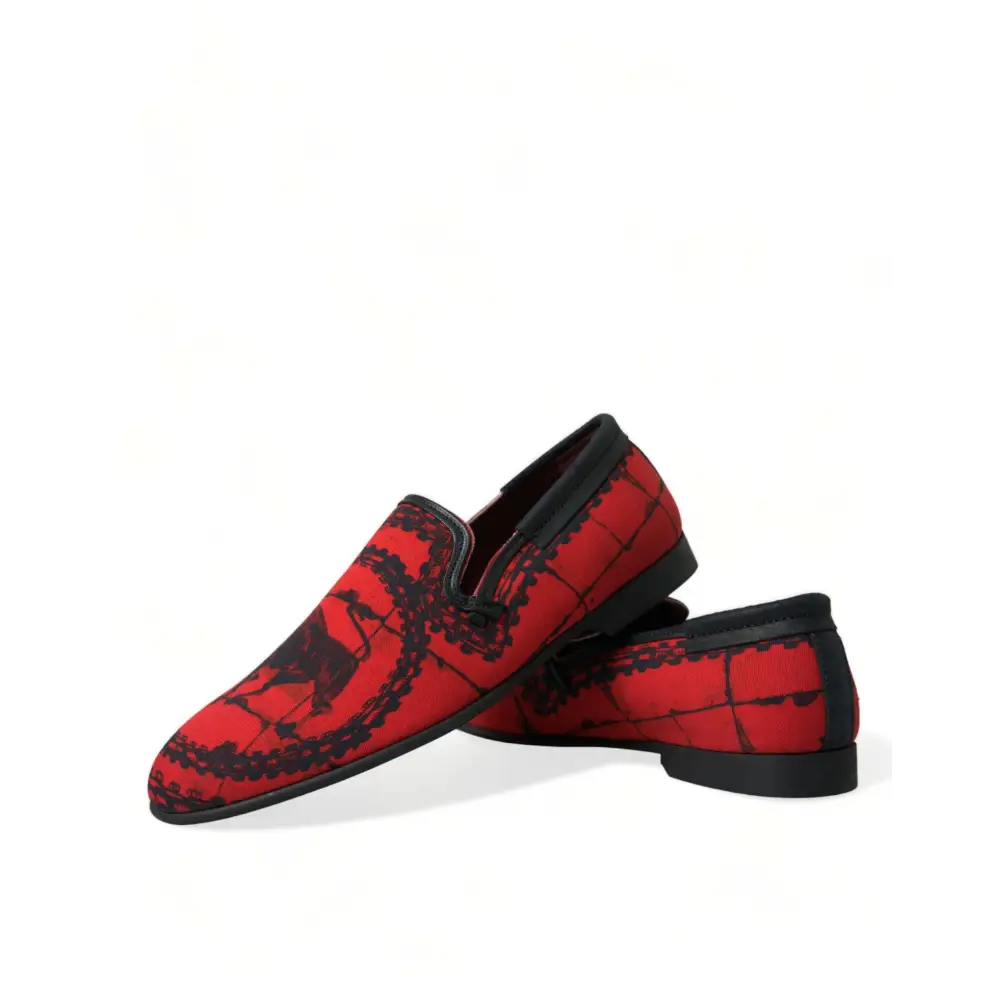 Dolce & Gabbana Rot Schwarz Torero Loafers Pantoffeln Männer Schuhe