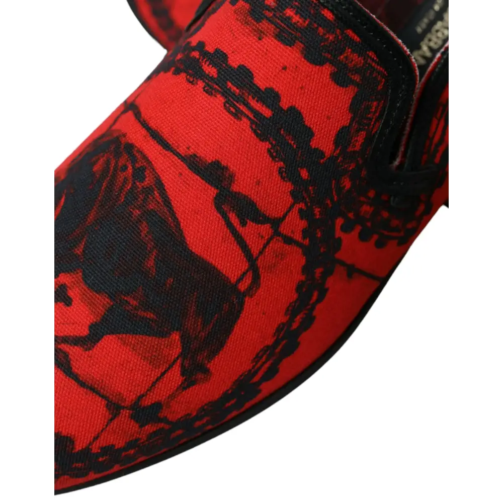 Dolce & Gabbana Rot Schwarz Torero Loafers Pantoffeln Männer Schuhe