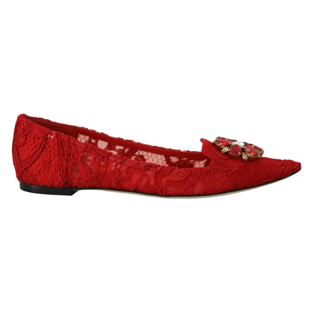 Dolce & Gabbana Rot Taormina Kristalle Loafers Flats Schuhe