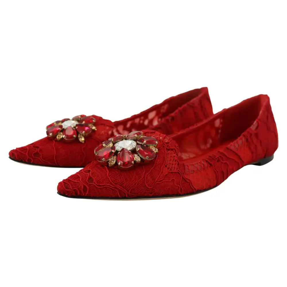 Dolce & Gabbana Rot Taormina Kristalle Loafers Flats Schuhe
