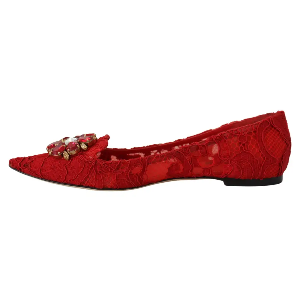 Dolce & Gabbana Rot Taormina Kristalle Loafers Flats Schuhe