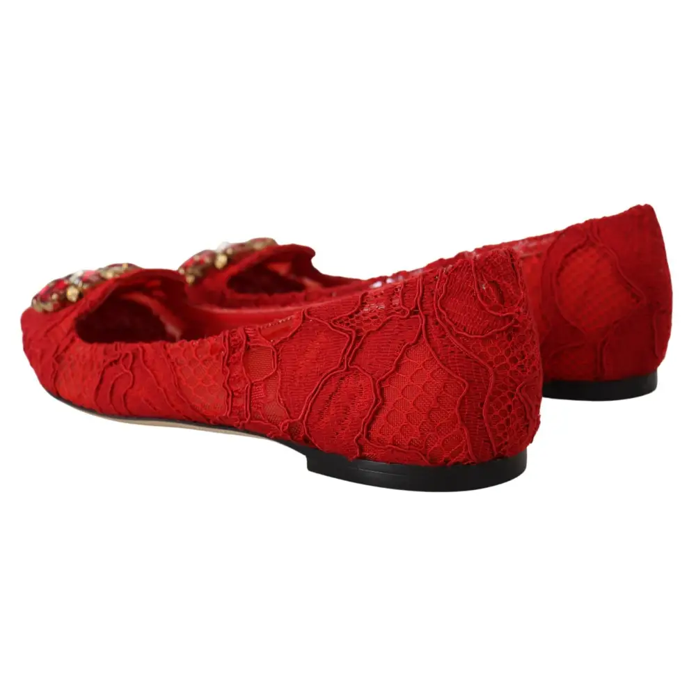 Dolce & Gabbana Rot Taormina Kristalle Loafers Flats Schuhe