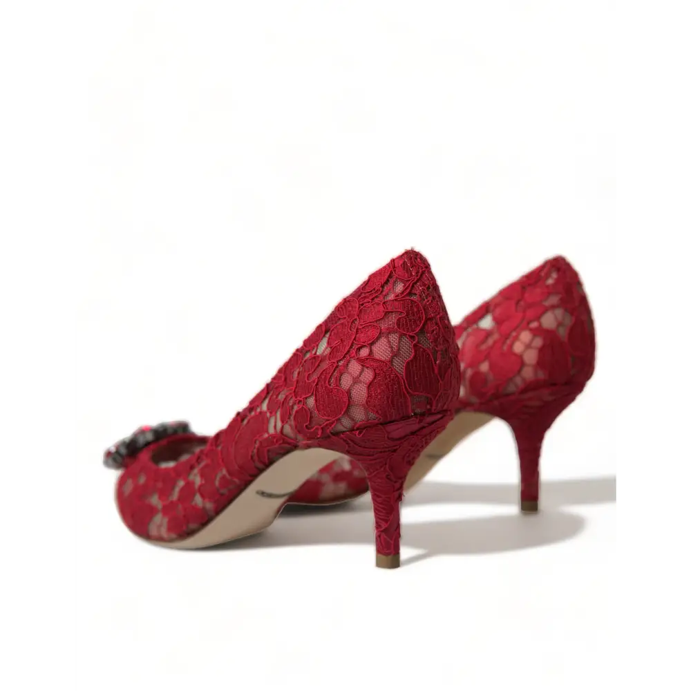 Dolce & Gabbana Rot Taormina Spitze Kristall Heels Pumps Schuhe - EU36/US5.5