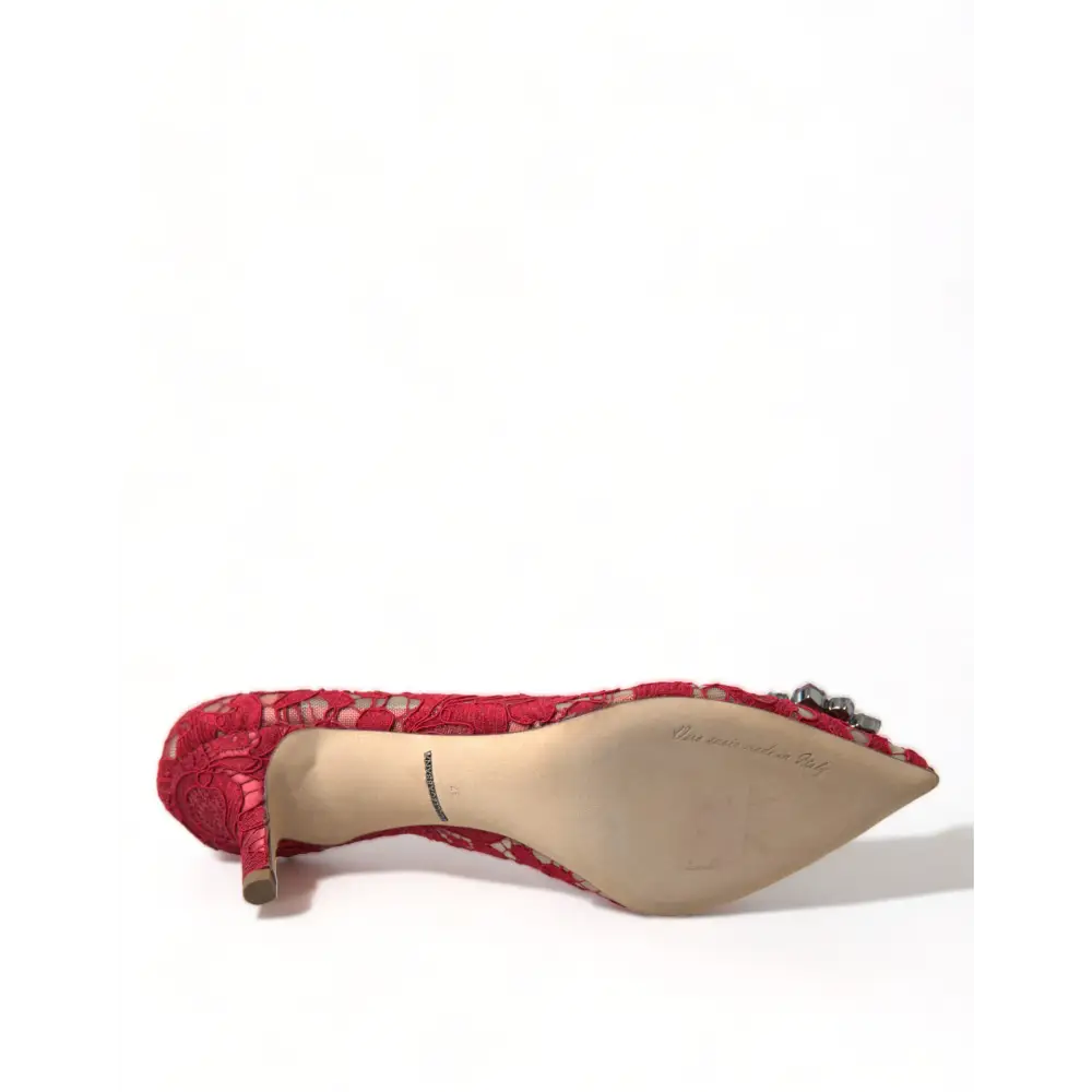 Dolce & Gabbana Rot Taormina Spitze Kristall Heels Pumps Schuhe - EU36/US5.5
