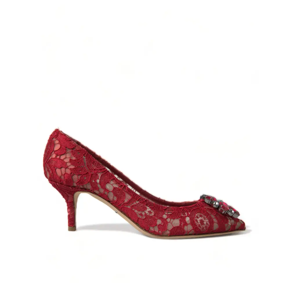 Dolce & Gabbana Rot Taormina Spitze Kristall Heels Pumps Schuhe - EU36/US5.5
