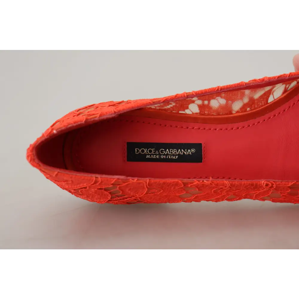 Dolce & Gabbana Rot Taormina Spitze Kristalle Ballett Flats Schuhe - EU35/US4.5