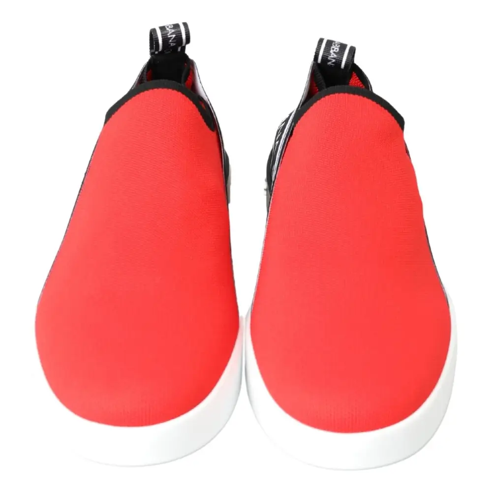 Dolce & Gabbana Rot Weiß Flache Turnschuhe Loafers Schuhe - EU40/US7