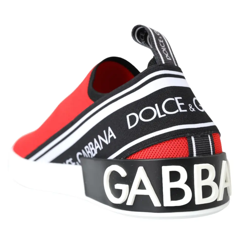 Dolce & Gabbana Rot Weiß Flache Turnschuhe Loafers Schuhe - EU40/US7