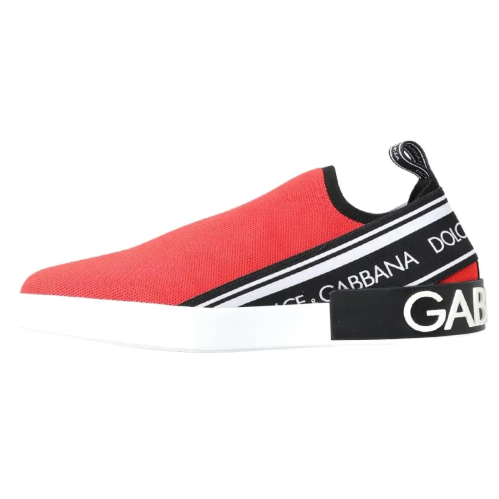 Dolce & Gabbana Rot Weiß Flache Turnschuhe Loafers Schuhe - EU40/US7