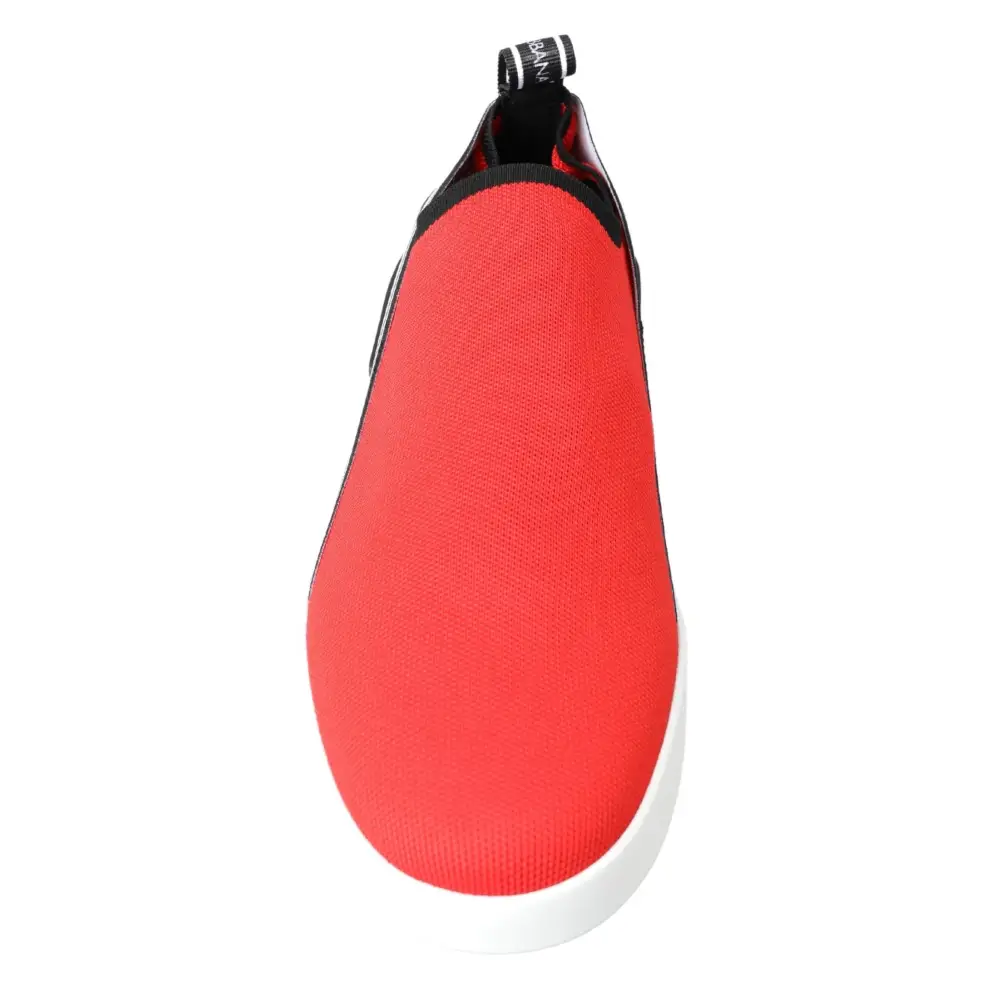 Dolce & Gabbana Rot Weiß Flache Turnschuhe Loafers Schuhe - EU40/US7