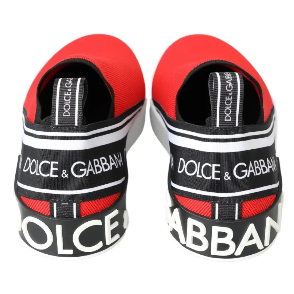 Dolce & Gabbana Rot Weiß Flache Turnschuhe Loafers Schuhe - EU40/US7