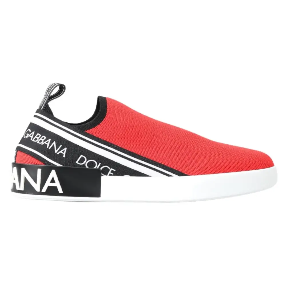 Dolce & Gabbana Rot Weiß Flache Turnschuhe Loafers Schuhe - EU40/US7