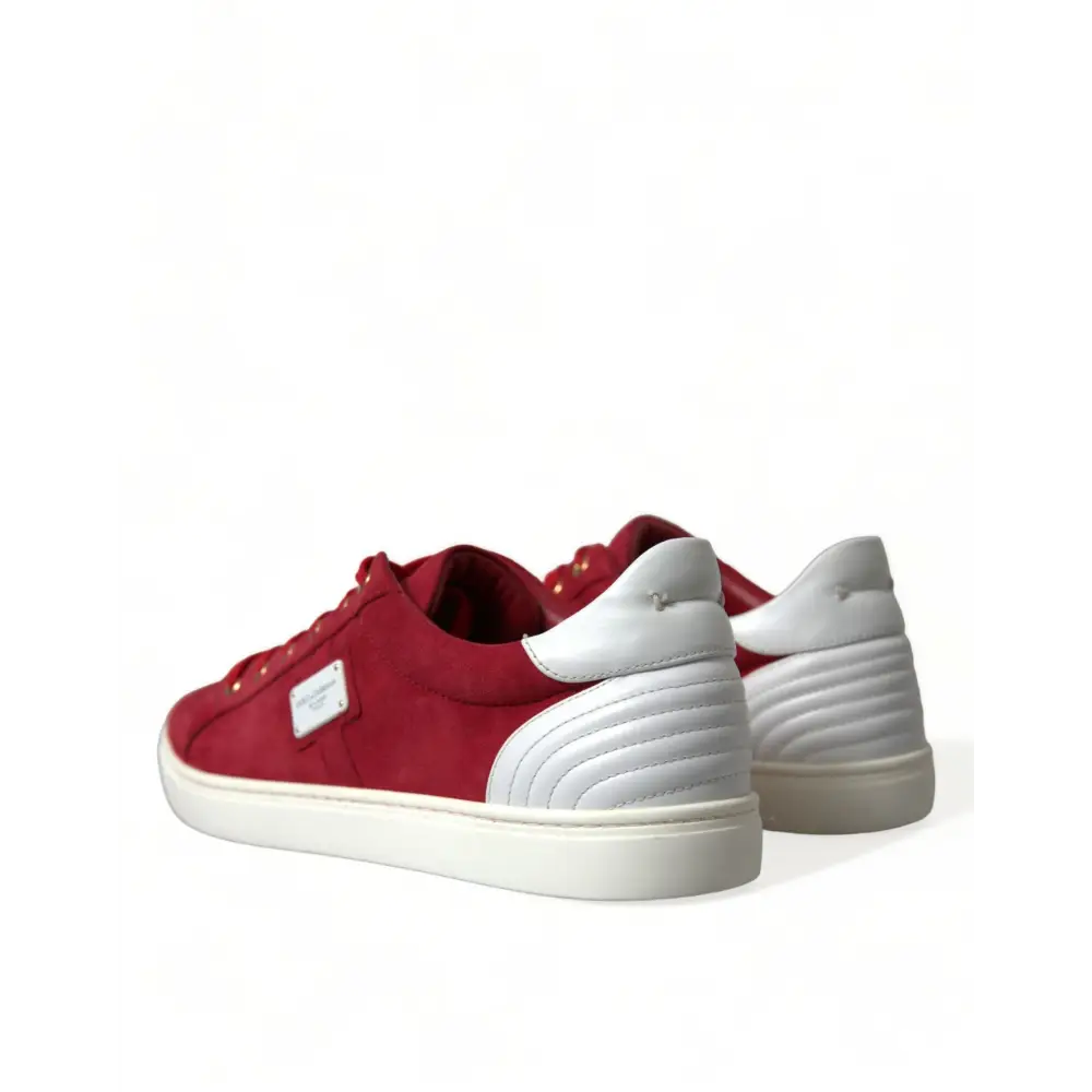 Dolce & Gabbana Rot Wildleder Leder Männer Low Top Turnschuhe Schuhe