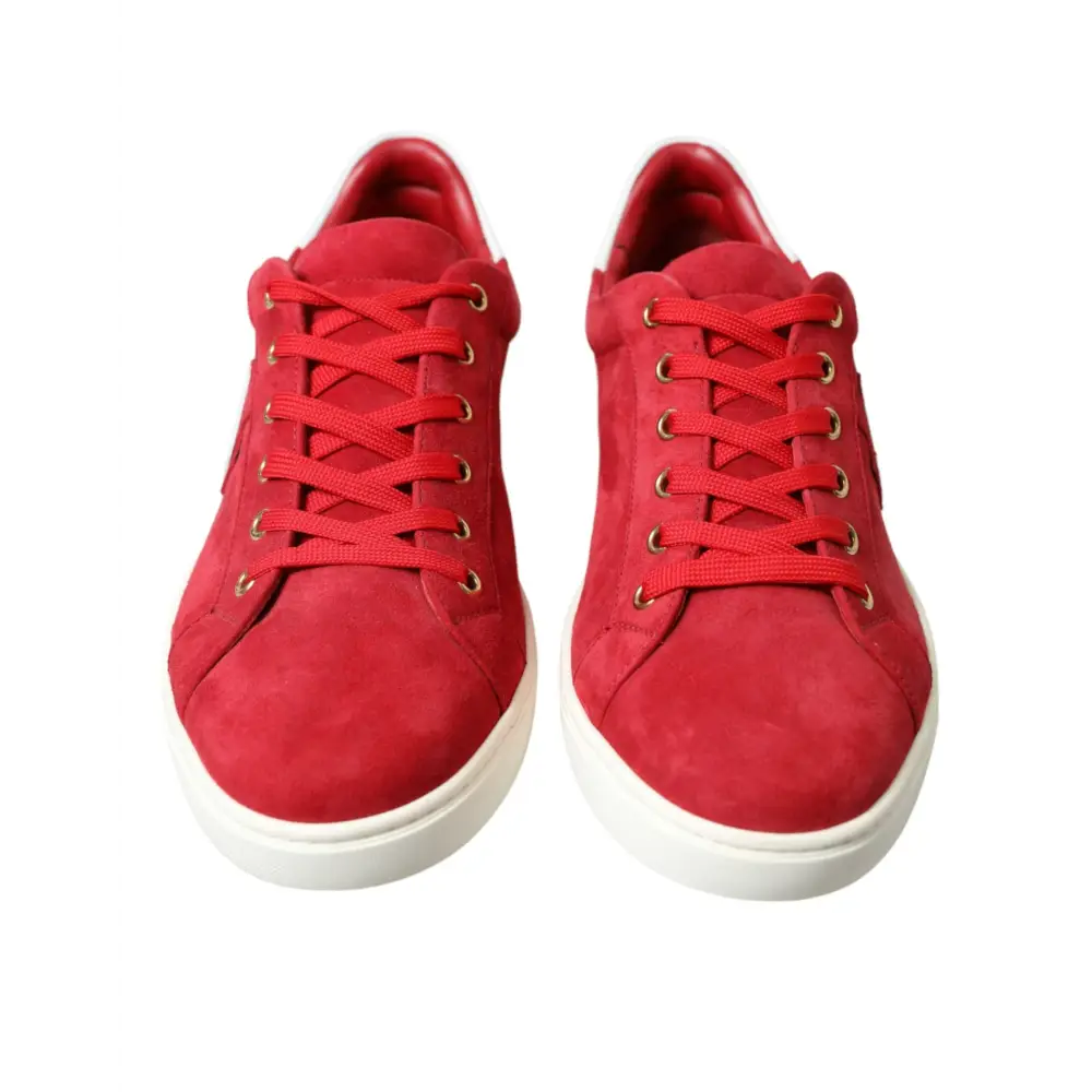 Dolce & Gabbana Rot Wildleder Leder Männer Low Top Turnschuhe Schuhe