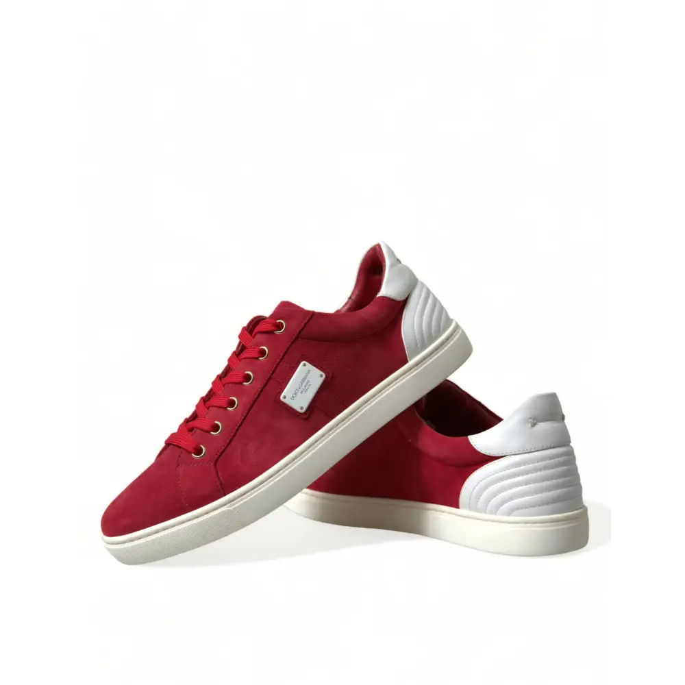 Dolce & Gabbana Rot Wildleder Leder Männer Low Top Turnschuhe Schuhe