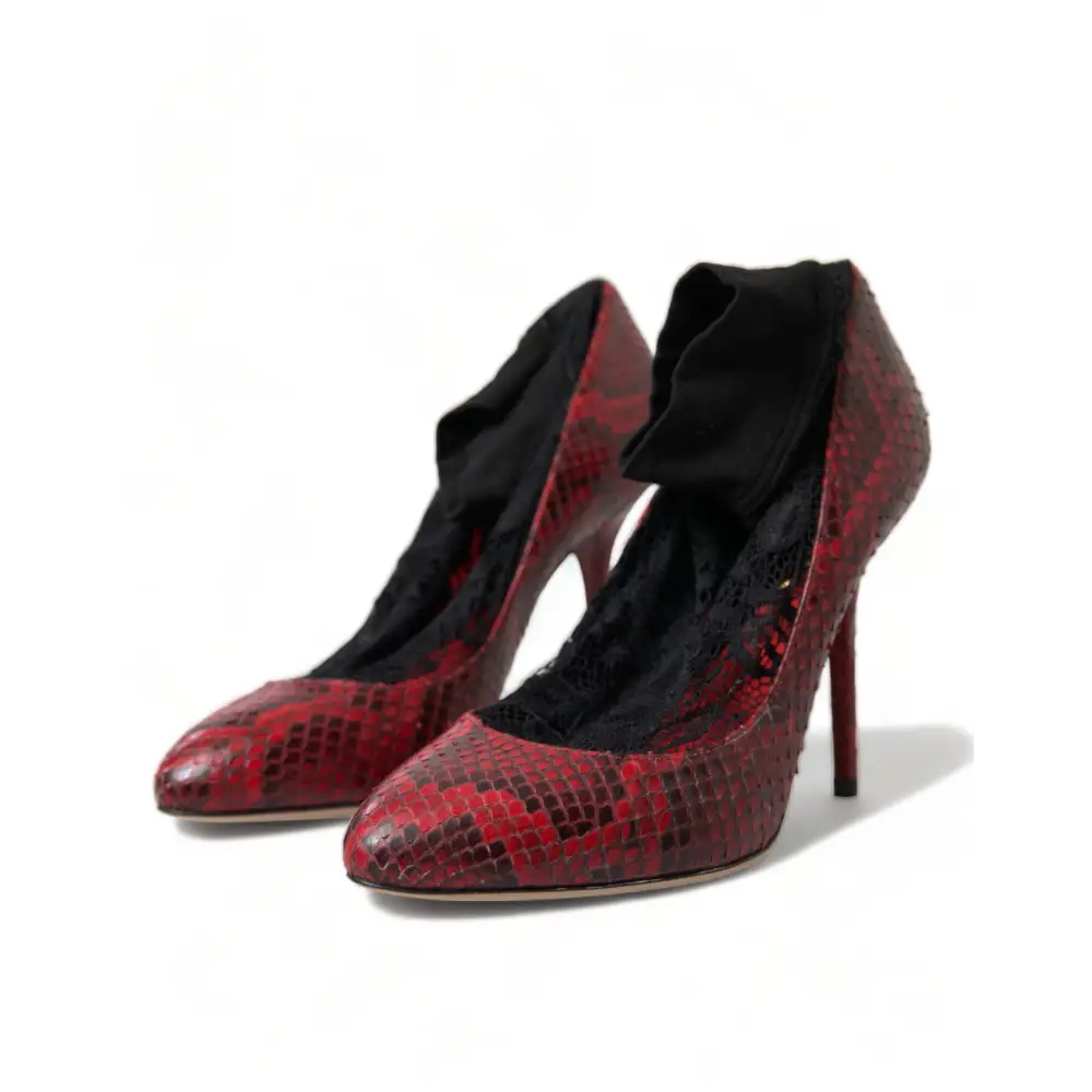 Dolce & Gabbana Rote Ayers Leder Schnürsocken Pumps Schuhe - EU36.5/US6