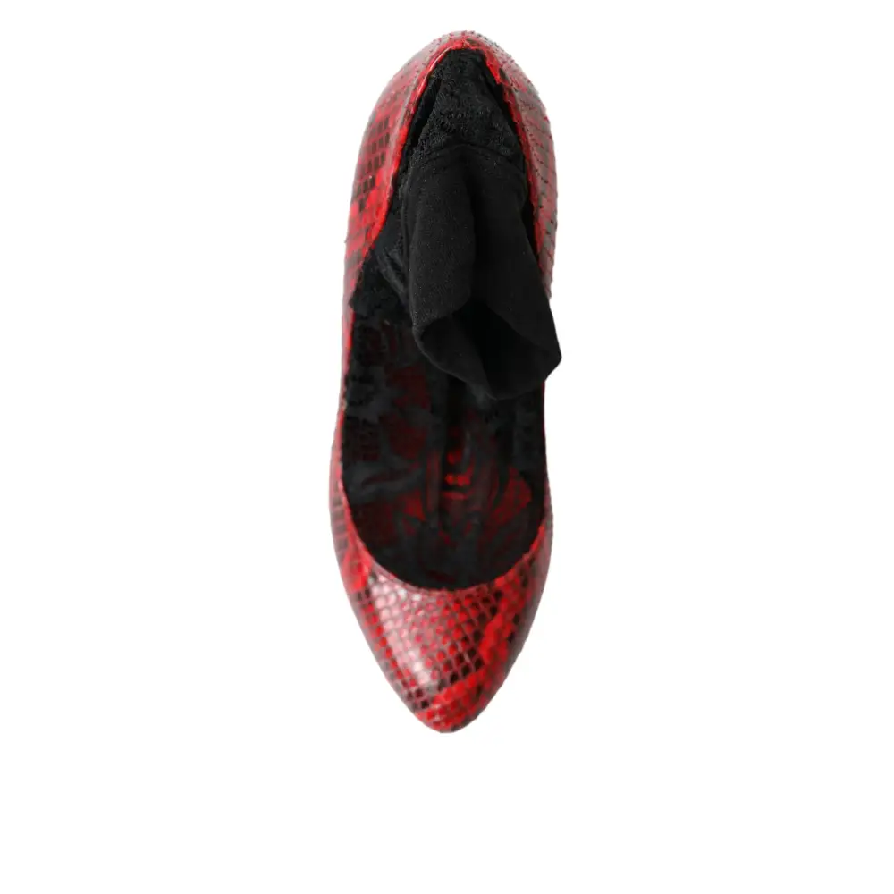 Dolce & Gabbana Rote Ayers Leder Schnürsocken Pumps Schuhe - EU36.5/US6